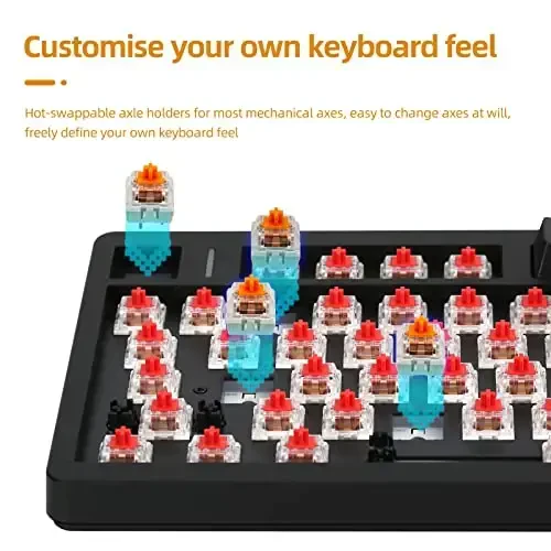 IROK FE98Pro Wireless RGB Hot Swappable Mechanical Keyboard, Three-Layer Dampening 98 Keys Gaming Keyboard, Customizable Backlit, USB-C/2.4GHz/Bluetooth- Black - 3