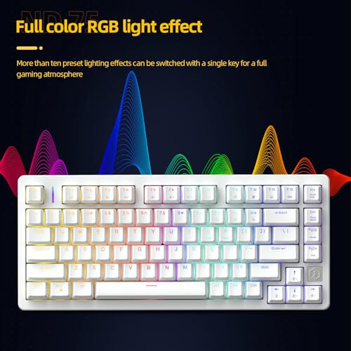 IROK ND75 Tezkor Triggeri Magnitli Kalitcha Mekanik Klaviatura TKL 75% Issiq almashtiriladigan RGB Orqa Yoritilishli Dasturlash mumkin bo'lgan Simli O'yin Klaviaturasi Win/Mac Gamer uchun - Oq - 6