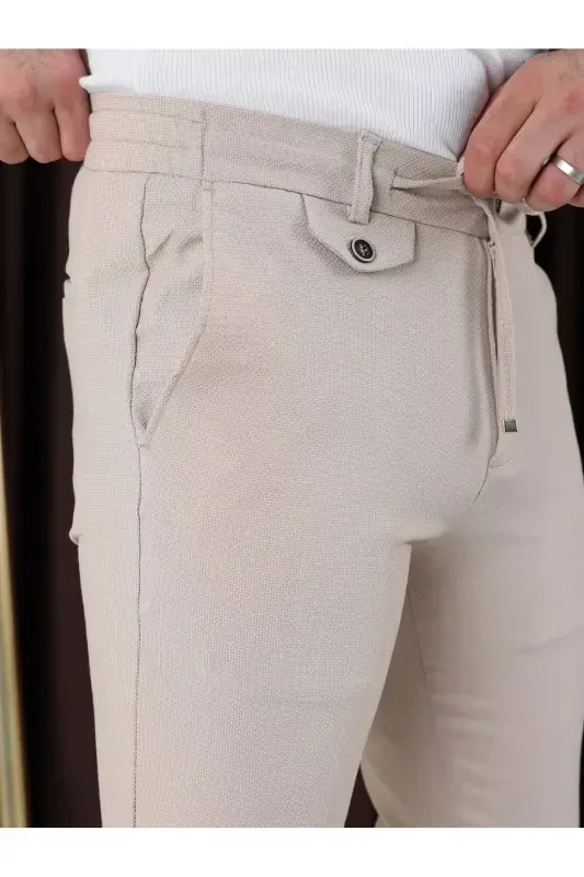 Iron-Free Gauze Fabric Jogger Pants-Cream - 2