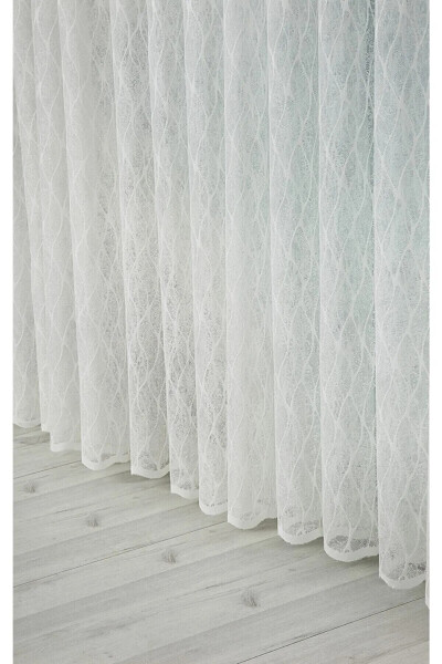 Ironless Honeycomb Patterned Baklava Slice Design Living Room Kitchen Balcony Curtain 1x2.5 Medium Pleated Voile Curtain - ALTUNTAŞ TASARIM