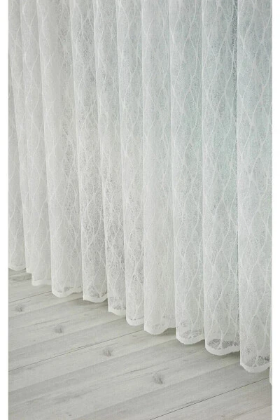 Ironless Honeycomb Patterned Baklava Slice Design Living Room Kitchen Balcony Curtain 1x2.5 Medium Pleated Voile Curtain - Modazone