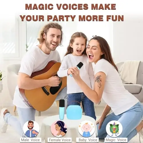 IROO Karaoke Machine for Kids,Most Popular Birthday Gifts for 3, 4, 5, 6, 7, 8, 9, 10,11,12 +Year Old Girls Boys,Mini Karaoke Machine with 2 Wireless Microphones,Portable Bluetooth Home Party (Blue) - 3