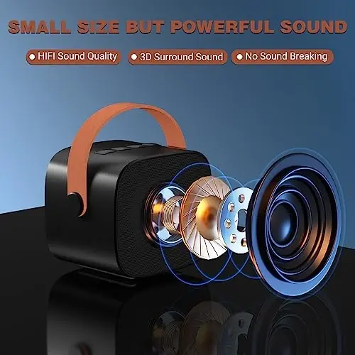 IROO Mini Karaoke Machine for Kids, 2025 Top Christmas Birthday Gifts for 4, 5, 6, 7, 8, 9, 10, 12+Years Old Girls Boys Grandkids, Party Portable Bluetooth Speaker with 2 Wireless Microphones (Black) - 2