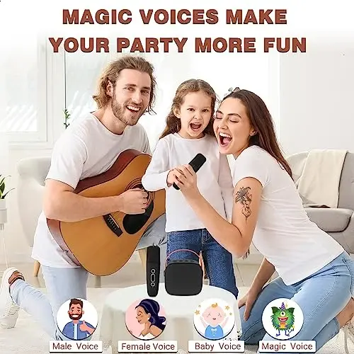 IROO Karaoke Machine bolalar uchun, 3, 4, 5, 6, 7, 8, 9, 10, 11, 12+ yoshli qizlar va o'g'il bolalar uchun eng mashhur tug'ilgan kun sovg'alari, 2 ta simsiz mikrofonli mini karaoke mashinasi, portativ Bluetooth uy partiyasi (qora) - 6