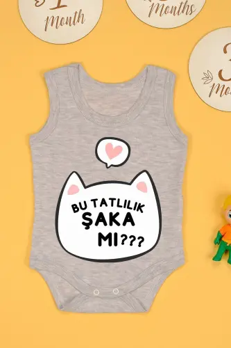Is This Cotton Cuteness a Joke Printed Snap Bodysuit Romper - Gray - BEBETOSPIK (1)