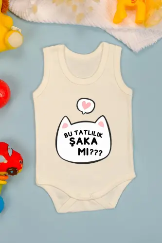 Is This Cuteness in Cotton a Joke? Printed Snap-Crotch Bodysuit - Ecru - 2