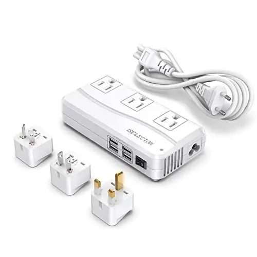 ISELECTOR 250W Power Converter 220V to 110V Voltage Converter with 8 Charging Ports Universal Travel Adapter and UK/AU/US/EU Worldwide Plug Adapter, ETL Listed - 1