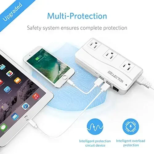 ISELECTOR 250W Quvvat Konvertori 220V dan 110V ga Voltaj Konvertori 8 ta Zaryadlash Portlari bilan Universal Sayohat Adaptori va UK/AU/US/EU Butun Dunyo bo'ylab Vilka Adaptori, ETL Ro'yxatga olingan - 4