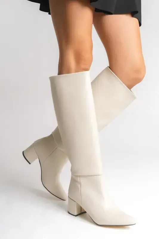 Iserolia Women's Boots 00125000 Beige Leather-Beige Leather - 3