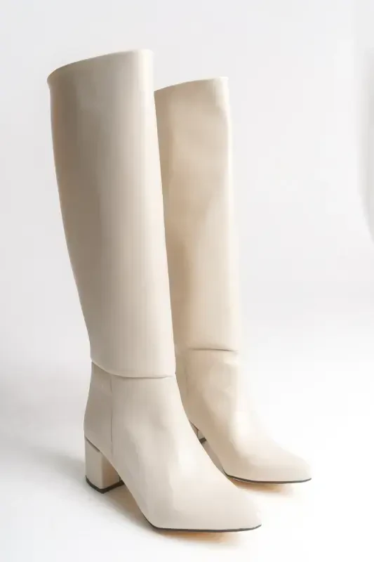 Iserolia Women's Boots 00125000 Beige Leather-Beige Leather - 7