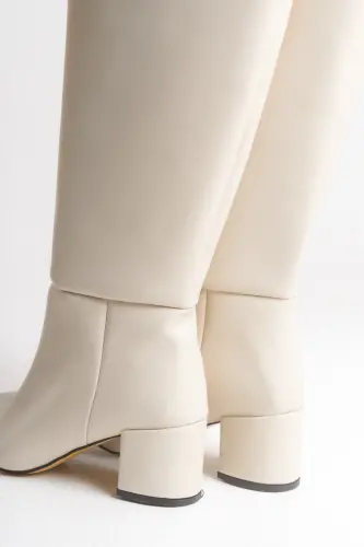 Iserolia Women's Boots 00125000 Beige Leather-Beige Leather - 2