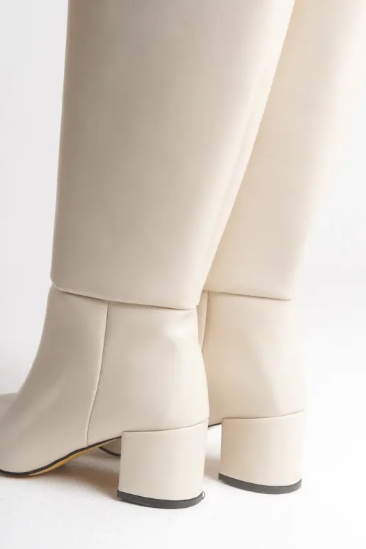 Iserolia Women's Boots 00125000 Beige Leather-Beige Leather - 2