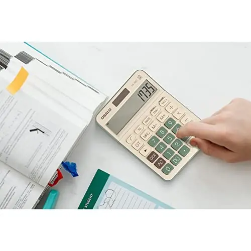 Ish stoli kalkulyatori Katta LCD displey 12 xonali Katta tugmali Soliqlarni va moliyaviy buxgalteriya kalkulyatori, Batareya va quyosh energiyasi bilan ishlaydi, Ofis Uy uchun, uy biznesi foydalanish (OS-130T Yashil) - PENDANCY (1)