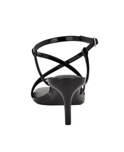 Ishaya Strappy Low Stiletto Sandals-Black Patent - 3