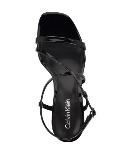 Ishaya Strappy Low Stiletto Sandals-Black Patent - 4