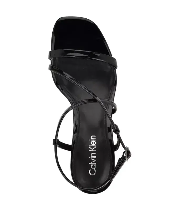 Ishaya Strappy Low Stiletto Sandals-Black Patent - 4