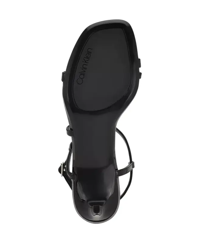 Ishaya Strappy Low Stiletto Sandals-Black Patent - 5