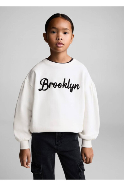 Ishleme detali bilan paxta mato sweatshirt - MANGO KIDS