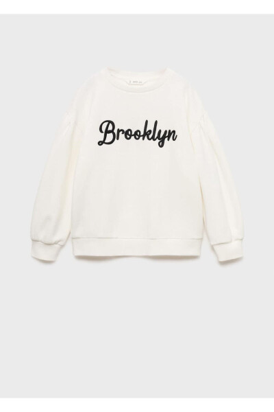 Ishleme detali bilan paxta mato sweatshirt - 3