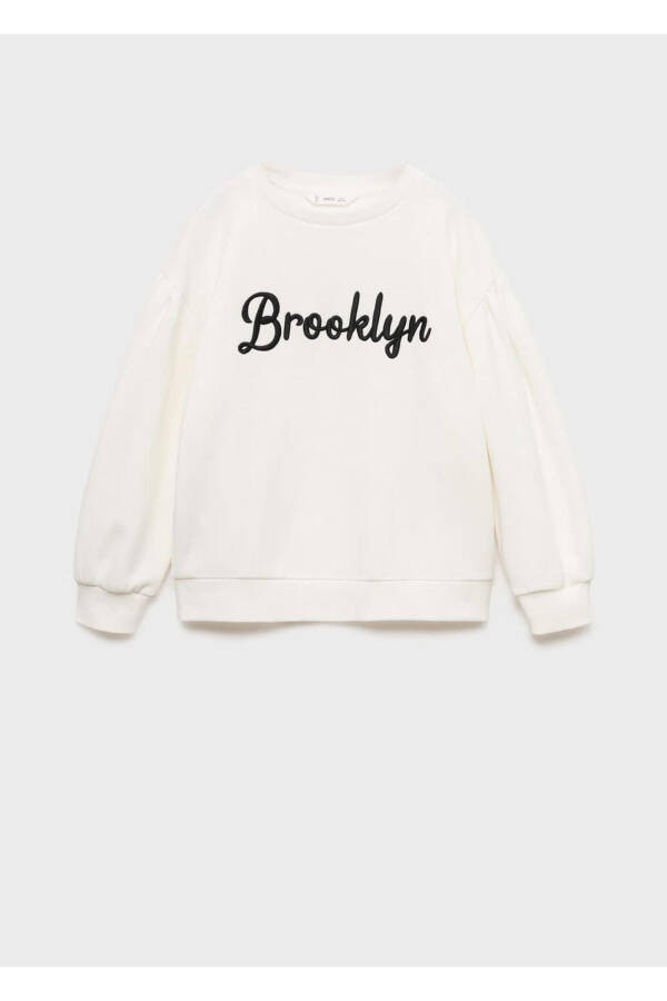 Ishleme detali bilan paxta mato sweatshirt - 3