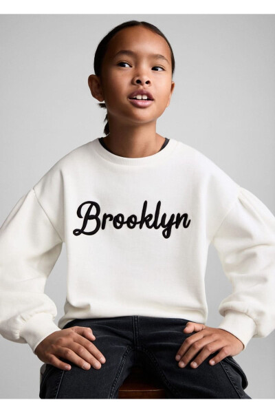 Ishleme detali bilan paxta mato sweatshirt - 7