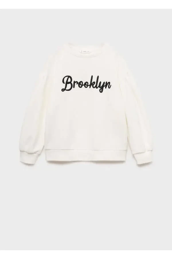 Ishleme detali bilan paxta mato sweatshirt - 3