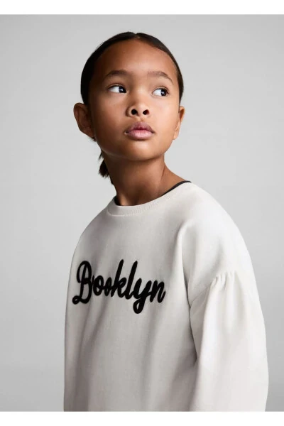 Ishleme detali bilan paxta mato sweatshirt - 5