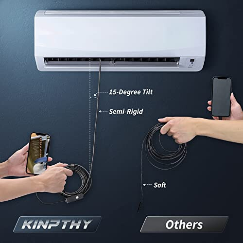 Işıkla Endoskop Kamera, 1920P HD Boreskop Aletleri 8 Ayarlanabilir LED Işıkla, 16.4ft Yarı Rijit Yılan Kamera ile Endoskop, iOS ve Android için 7.9mm IP67 Su Geçirmez Muayene Kamerası - 3