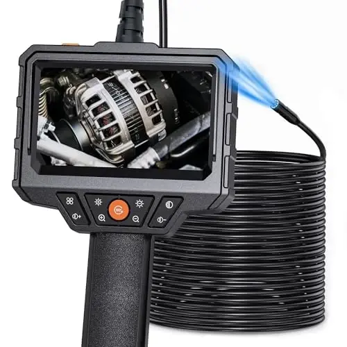 Endoscope with Light and 50ft Semi-Rigid Cable, Handheld Borescope 4.3'' HD 1080P, 8 Adjustable LED Lights, IP67 Waterproof Inspection Camera for Sewer, Gadgets for Men (Single Lens) - 1