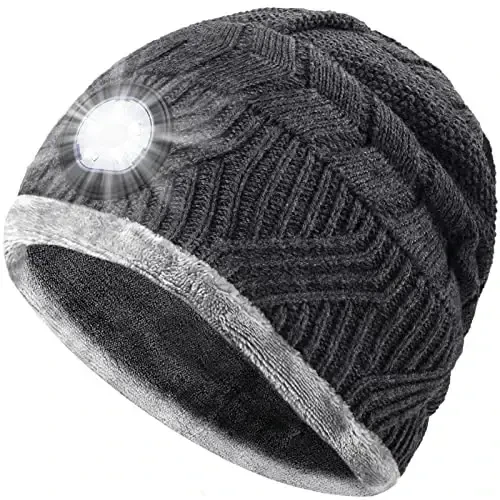 HIGHEVER LED Beanie Hat with Light: Christmas Stocking Stuffers for Men Adult Cool Gifts for Teen Boys Men Dad Winter Gifts - 1