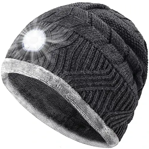 HIGHEVER LED Beanie Hat with Light: Christmas Stocking Stuffers for Men Adult Cool Gifts for Teen Boys Men Dad Winter Gifts 