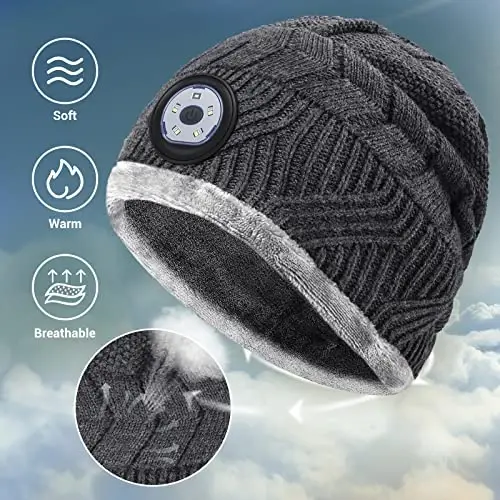 HIGHEVER LED Beanie Hat with Light: Christmas Stocking Stuffers for Men Adult Cool Gifts for Teen Boys Men Dad Winter Gifts - 5