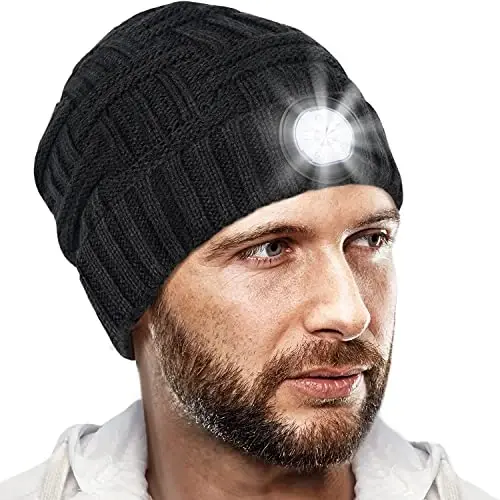 HIGHEVER LED Beanie Hat with Light: Christmas Stocking Stuffers for Men Adult Cool Gifts for Teen Boys Men Dad Winter Gifts 