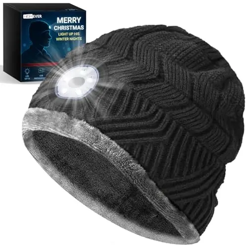 HIGHEVER LED Beanie Hat with Light: Christmas Stocking Stuffers for Men Adult Winter Gift - 5