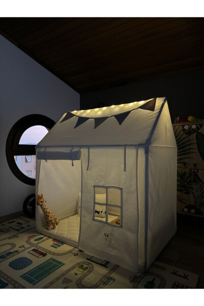 CasaMio Işıklı Oyun Evi Çocuk Oyun Çadırı Minder ve Yastıklı Bej - 3