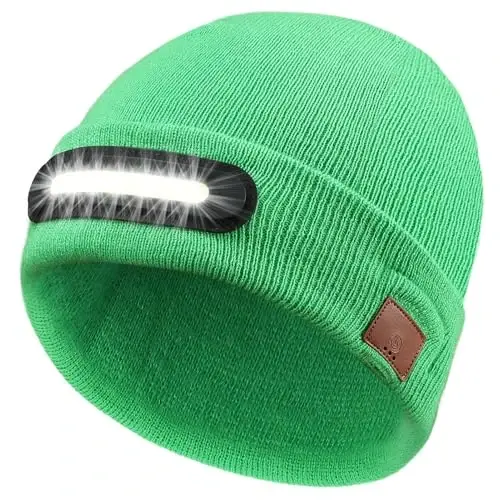 RANCOVY LED Beanie with Light, Unisex USB Rechargeable Headlamp Beanie Flashlight Beanie Hat for Men Women 