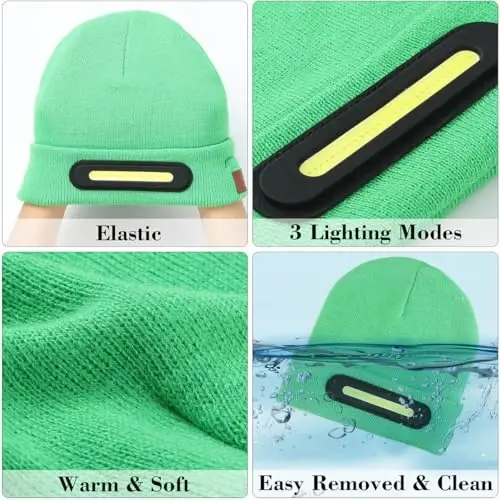RANCOVY LED Beanie with Light, Unisex USB Rechargeable Headlamp Beanie Flashlight Beanie Hat for Men Women - 3