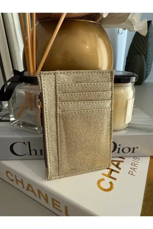 Işıltılı Gold Simli Kadın Kartlık-Altın - ILKNURBUTIK
