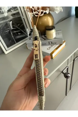 Işıltılı Gold Simli Kadın Kartlık-Altın - 3