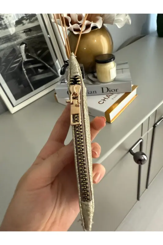 Işıltılı Gold Simli Kadın Kartlık-Altın - 3