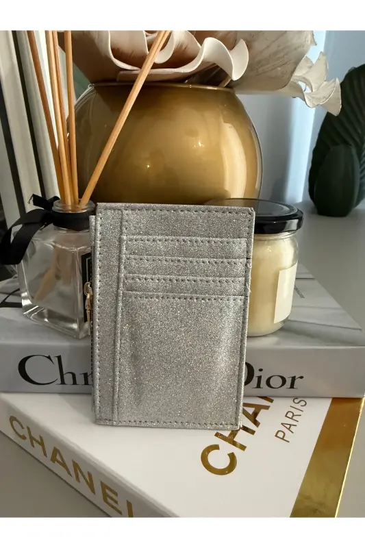 Işıltılı Gümüş Simli Kartlık-Gümüş - ILKNURBUTIK