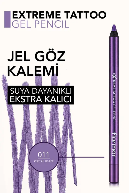 Işıltılı Kalıcı Göz Kalemi (MOR) - Extreme Tattoo Gel Pencil - 011 Purple Blaze - 8682536041188-011 PURPLE BLAZE - 5