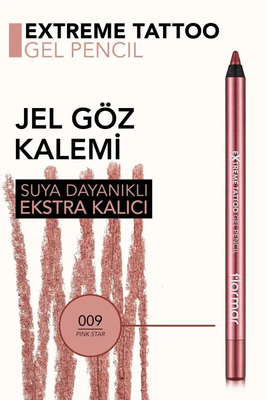 Işıltılı Kalıcı Göz Kalemi (PEMBE) - Extreme Tattoo Gel Pencil - 009 Pink Star - 8682536041164-009 PINK STAR - 5