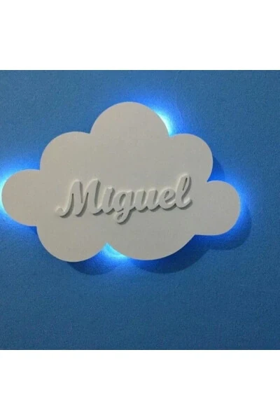 Isimli Bulut Gece Lambası Çocuk Bebek Odası Dekoratif Led Aydınlatma Soru Sordan Isim Belirtiniz - Modazone (1)