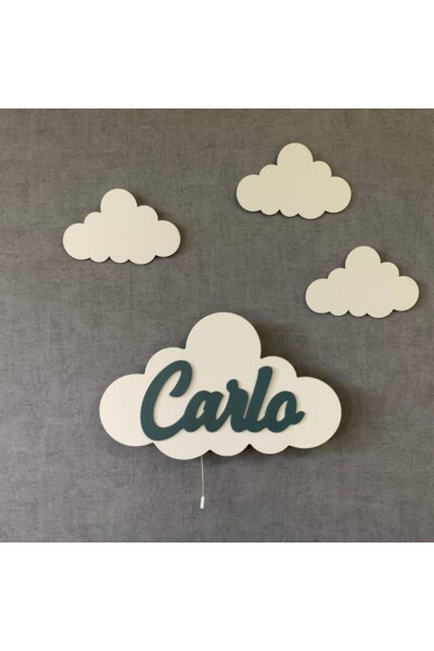 Isimli Bulut Gece Lambası Çocuk Odası Bebek Odası Dekoratif Led Aydınlatma Set - WINDLY CONCEPT