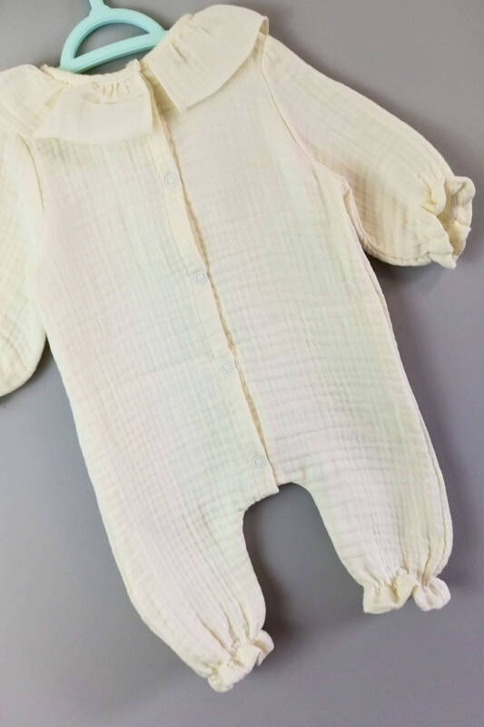 İsimli Yenidoğan Tulum Kız Bebek Organik Müslin Fırfırlı Yaka Hastane Çıkışı Hediyelik Bebek Takım-isimli2 - 5