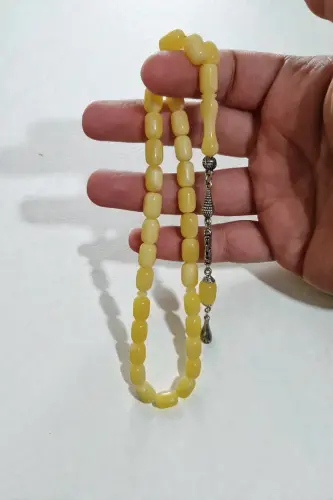 Isındığı Zaman Çam Kokusu Veren Sertifikalı Beyrut Damla Kehribar Tesbih - Sarı - 5