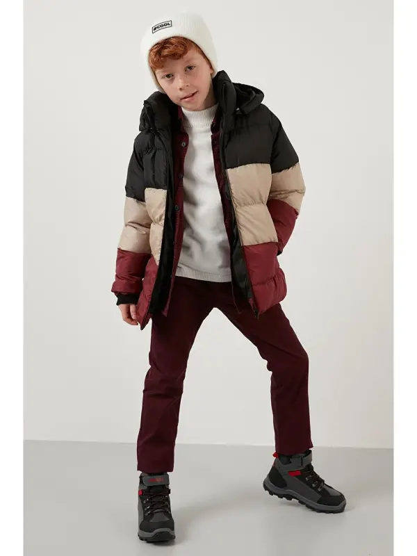 Искусственная дубленка с капюшоном, 57611967-Черный - 2