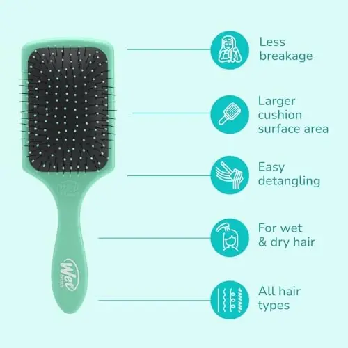 Islak Fırça Kürek Dolaşık Açıcı Saç Fırçası, Modazone Özel Aqua, AquaVent Tasarımlı Ultra Yumuşak IntelliFlex Kıllar, Bakım ve Maske Uygulaması İçin Harika, Kadın, Erkek, Islak, Kuru ve Hasarlı Saçlar - 8