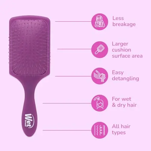 Islak Fırça Kürek Dolaşık Açıcı Saç Fırçası, Mor Buz - AquaVent Tasarımlı Ultra Yumuşak IntelliFlex Dolaşık Açma Kılları - Saç Bakımlarını Eşit Şekilde Yayar - Tüm Saç Tipleri İçin Düğümleri Kolayca Açar - 10